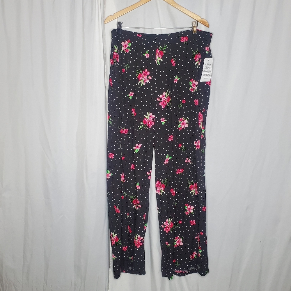 ♤ Woman Within Elastic Waist Floral Print Pull On Pants Size 22W NWT